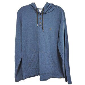 Hurley Mens Striped Pullover Hoodie Size Large Blue Black 1/4 Button Long Sleeve